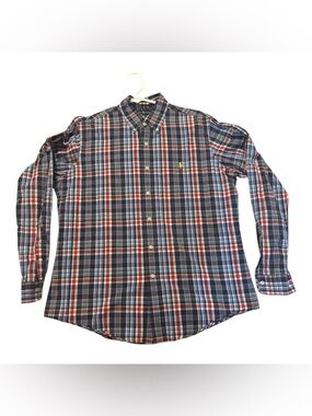 Ralph Lauren Plaid Button-Down Shirt in Navy, Red & White